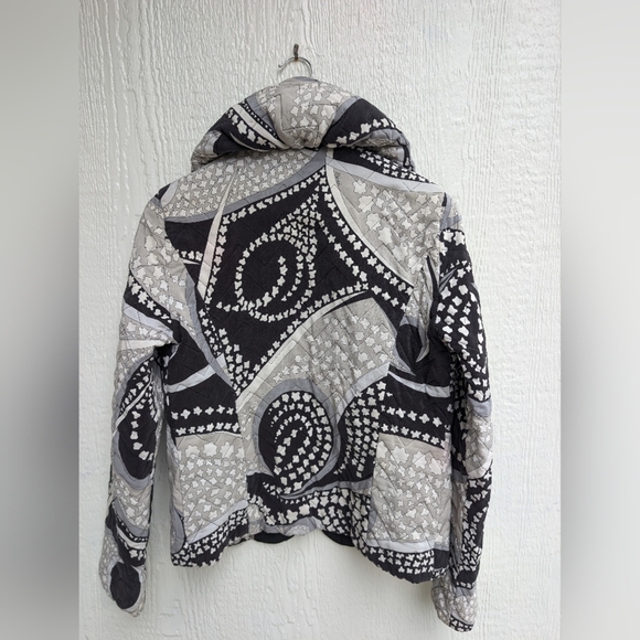 Averardo Bessi Gray Black Quilted Puffer Jacket Coat Made In Italy Size 8 - Picture 5 of 7